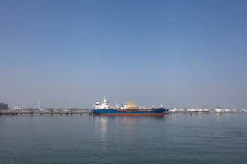 Oil refinery plant from industry zone, Aerial view oil and gas industrial, Refinery factory oil storage tank and pipeline steel