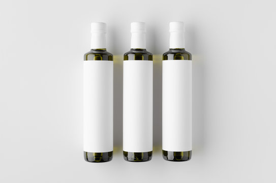 Olive / sunflower / sesame oil bottle mockup. Top view, blank label.