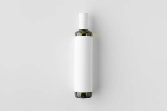 Olive / sunflower / sesame oil bottle mockup. Top view, blank label.