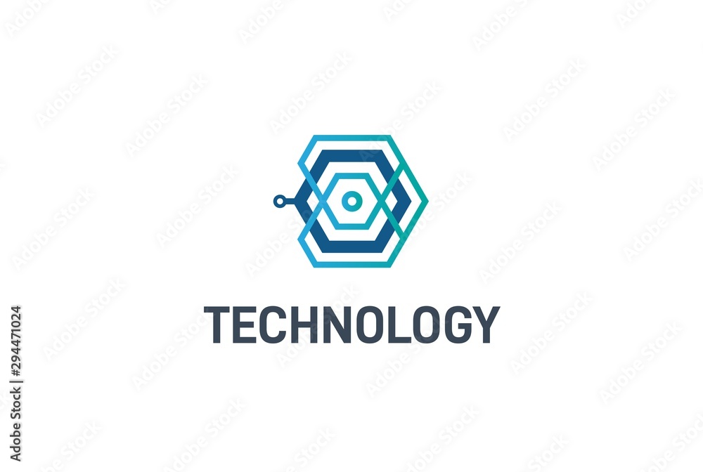 Aufkleber abstract geometric hexagon connection line technology logo design vector template