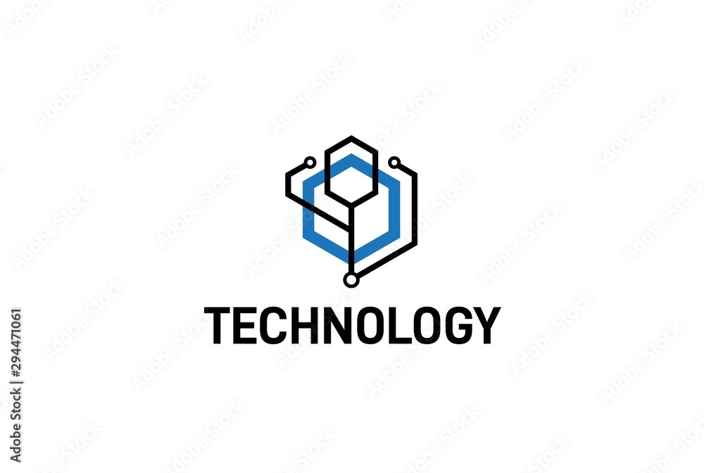 Aufkleber abstract geometric hexagon connection line technology logo design vector template
