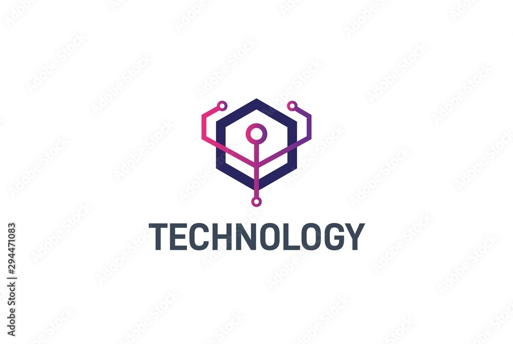 Aufkleber abstract geometric hexagon connection line technology logo design vector template