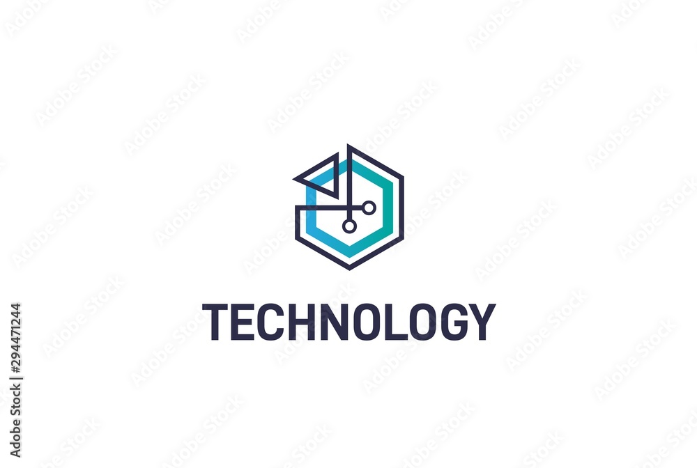 Aufkleber abstract geometric hexagon connection line technology logo design vector template