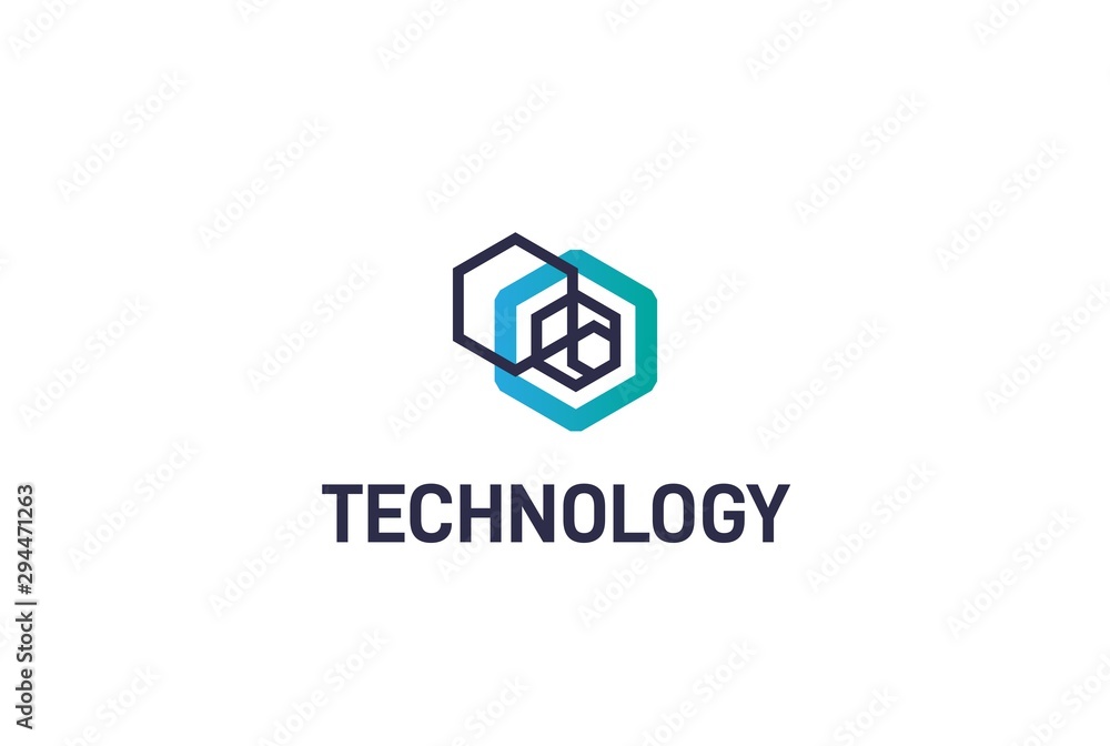 Aufkleber abstract geometric hexagon connection line technology logo design vector template