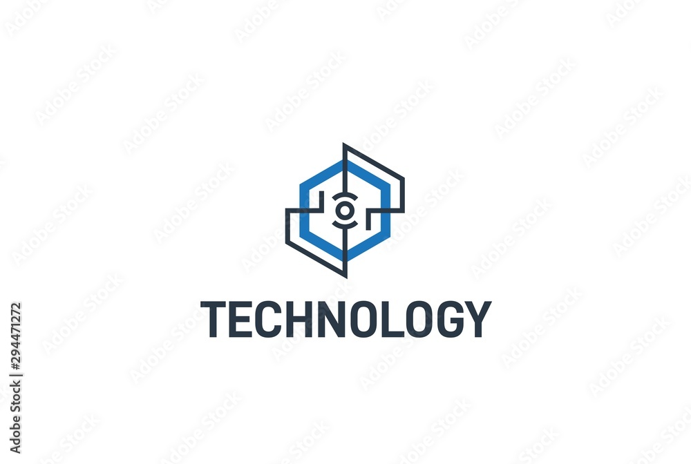 Aufkleber abstract geometric hexagon connection line technology logo design vector template