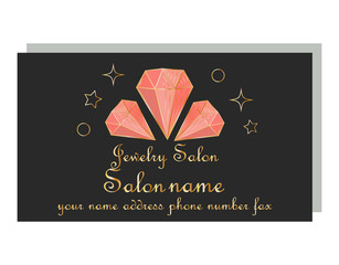 Business Identity - business card template with front side with logo - black diamond, crystal, text