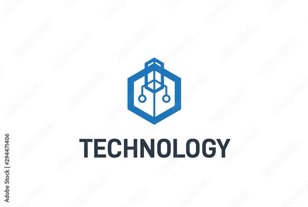 Aufkleber abstract geometric hexagon connection line technology logo design vector template