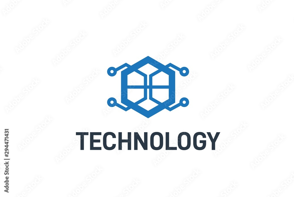 Aufkleber abstract geometric hexagon connection line technology logo design vector template