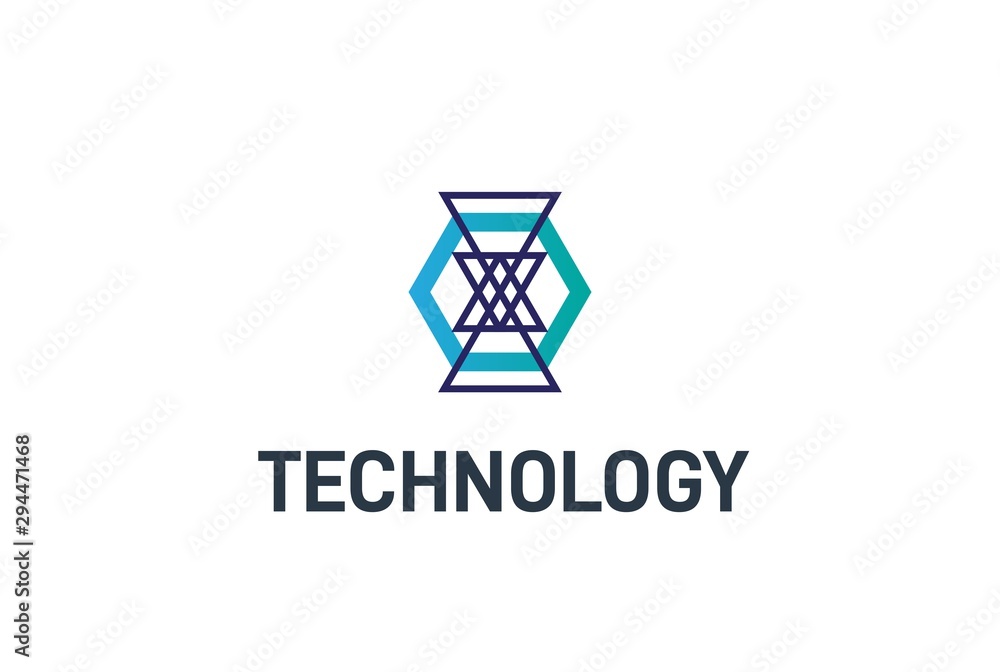 Aufkleber abstract geometric hexagon connection line technology logo design vector template