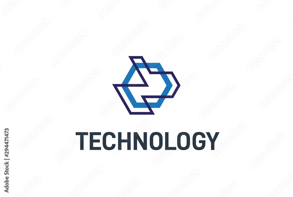 Aufkleber abstract geometric hexagon connection line technology logo design vector template