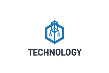 Abstract geometric hexagon connection line technology logo design vector template