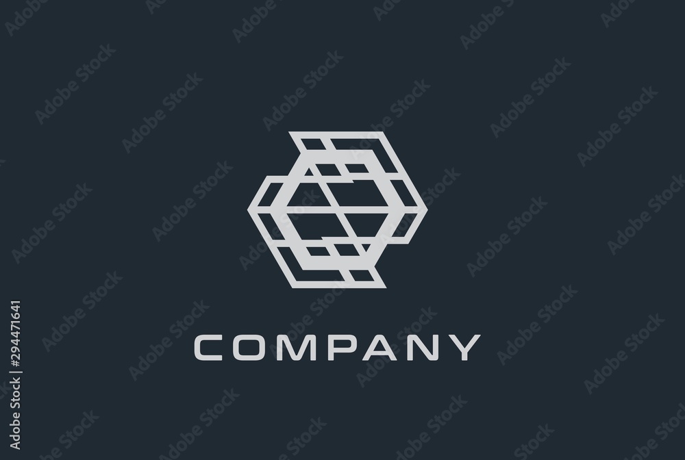 Aufkleber abstract geometric hexagon technology logo design vector template with network connection line