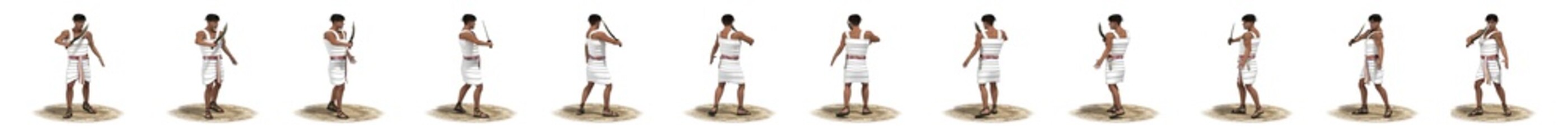 3D rendering, warrior character, illustration