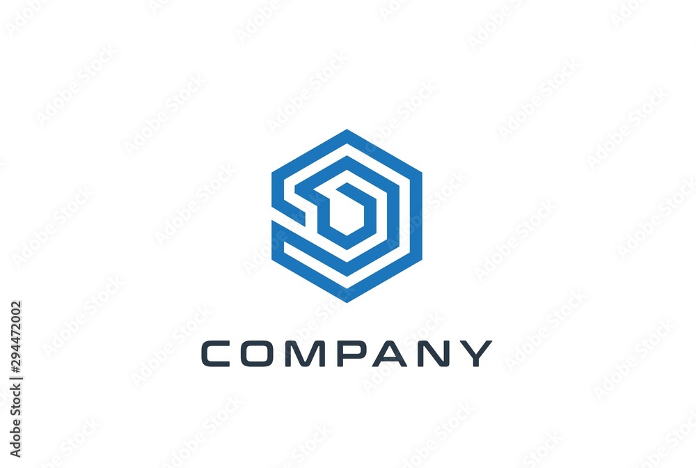 Aufkleber abstract geometric hexagon technology logo design vector template with network connection line
