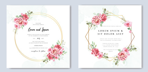 Fototapeta na wymiar wedding invitation card with elegant roses template