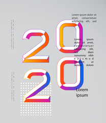 2020 Modern Design. 2020 Happy new year. Numbers minimalist style. Vector linear numbers. Design of greeting card. Vector illustration