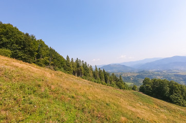 Fototapeta na wymiar Carpathian Mountains landscape in the autumn season in the sunny day