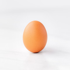 Single egg on a white marble table
