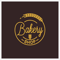 Bakery shop logo. Round linear logo of bakery