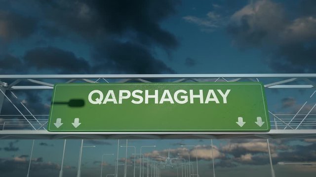 the plane landing in Qapshaghay kazakhstan
