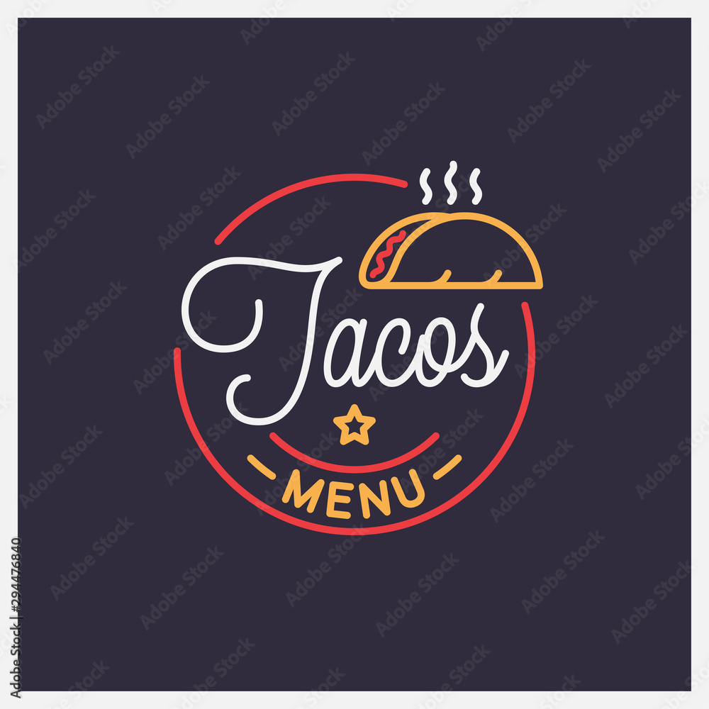 Canvas Prints tacos menu logo. round linear logo of taco salad