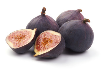 Fresh juicy figs, tropical fruits, isolated on white background