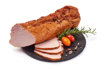 Smoked Pork Loin, isolated on white background