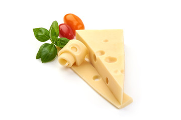 Emmental cheese, isolated on white background