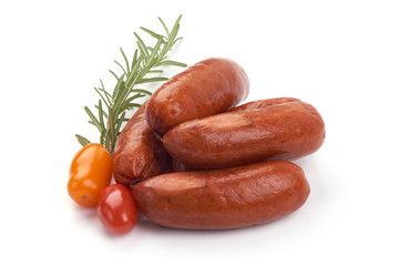 Oktoberfest Smoked pork Sausages, isolated on white background