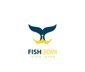 Fish crown design logo