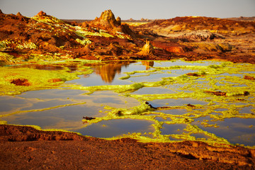 Ethiopian beautiful and dangerous desert Dalol landscape