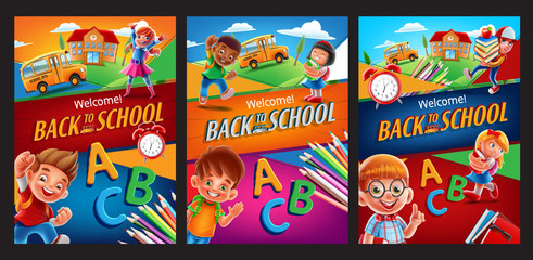 set of illustrations for school