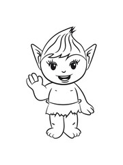 troll süss mädchen lieb cartoon lustig spitzohr märchen wald fabeln sagen fantasy einfarbig