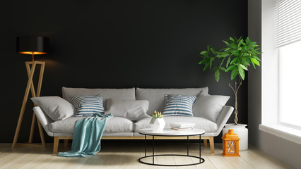 Interior of modern living room 3D rendering
