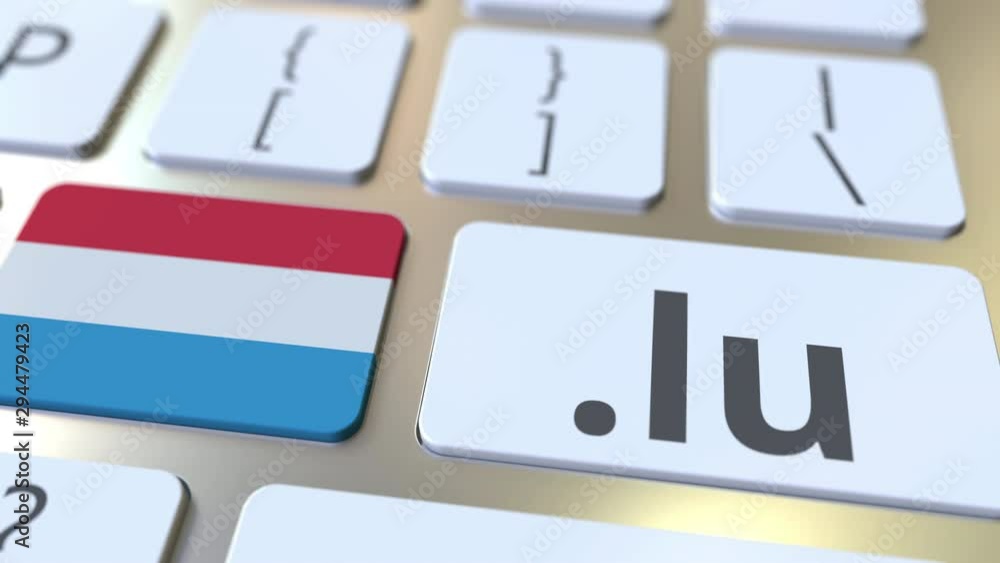 Poster luxembourgian domain .lu and flag of luxembourg on the buttons on the computer keyboard. national in
