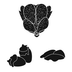 Vector design of restaurant and agriculture logo. Set of restaurant and raw stock vector illustration.