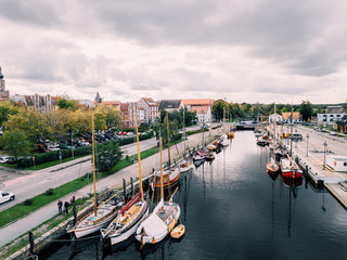 Ryck und Museumshafen Greifswald aus der Luft