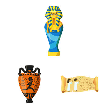 Vector design of archaeology and historical logo. Set of archaeology and excavation vector icon for stock.