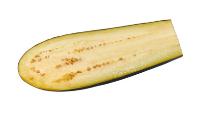 Sliced eggplant or aubergine vegetable isolated on white background.Clipping Path.