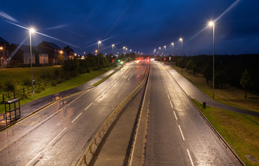Fototapeta na wymiar UK road at night