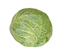 Peeled savoy cabbage isolated on white background