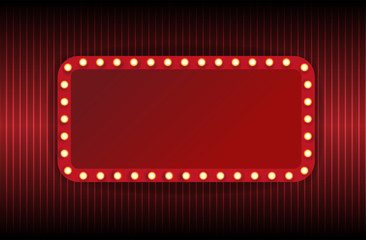 Festival or show poster, invitation concert banner Vector stock illustration. A theater stage with a red curtain.