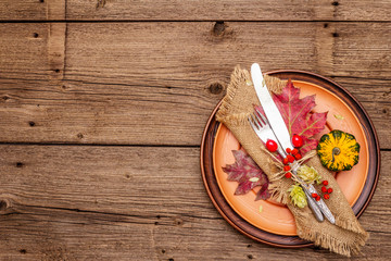 Autumn and Thanksgiving dinner place setting