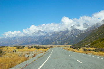 Fototapeta na wymiar Road at Aoraki National park, New Zealand