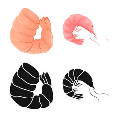 Vector illustration of appetizer and ocean icon. Collection of appetizer and delicacy vector icon for stock.