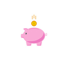 coin dollar falls into a treasure of piggy banks. vector illustration