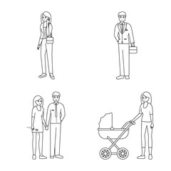 Vector illustration of happy and character symbol. Set of happy and portrait vector icon for stock.