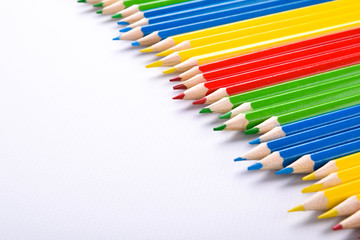 Colorful pencils on white background. Color pencil with copy space