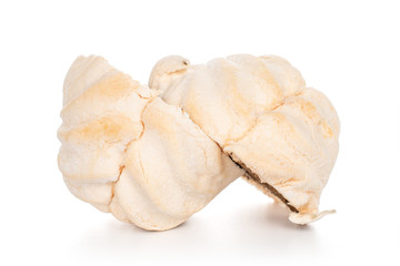 Group of two halves of apricot fresh pastel zefir isolated on white background