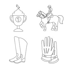 Vector illustration of horseback and equestrian symbol. Collection of horseback and horse stock vector illustration.